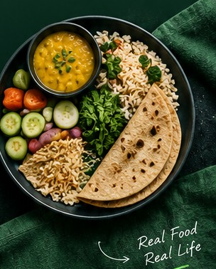 Indian meal representing practical everyday nutrition